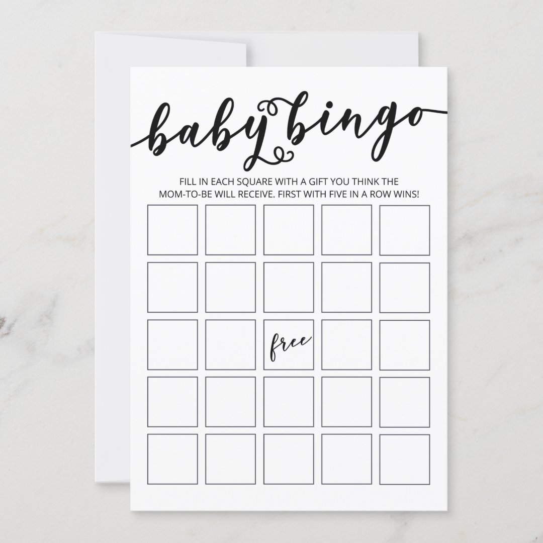 Simply Elegant Baby Shower Bingo Invitation Zazzle