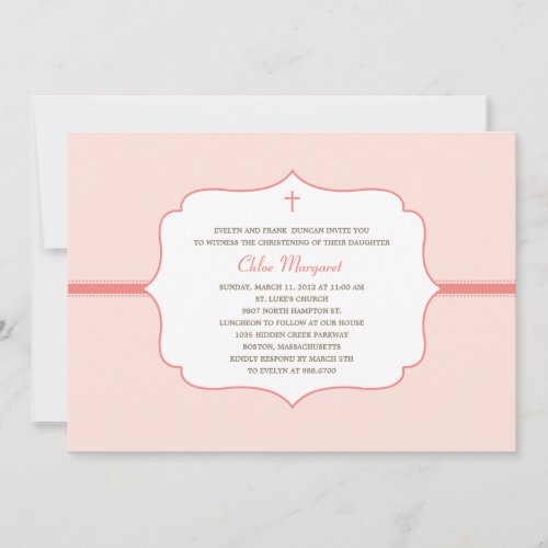 Simply Elegant Baptism/Christening Invite - Pink