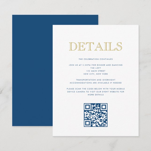 Simply Elegant Bar Mitzvah-QR Code Detail Card (Front/Back)