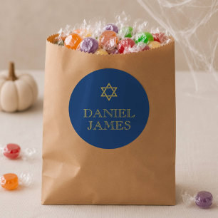 Simply Elegant Bar Mitzvah Treat Bag Personalized Classic Round Sticker