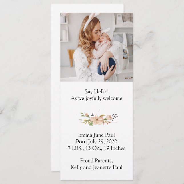 Simply Elegant Birth Announcement (Front/Back)