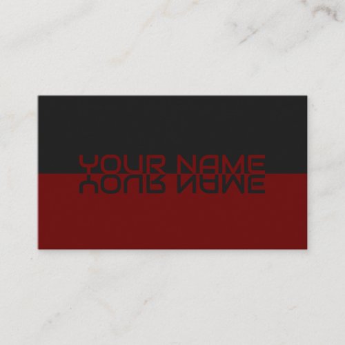 Simply elegant black and dark red reflection name business card