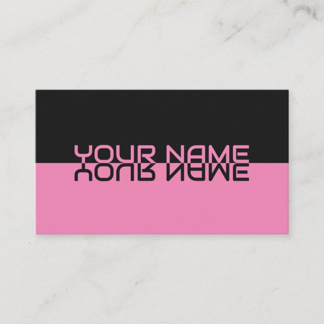 Simply elegant black and pink reflection name business card (Front)