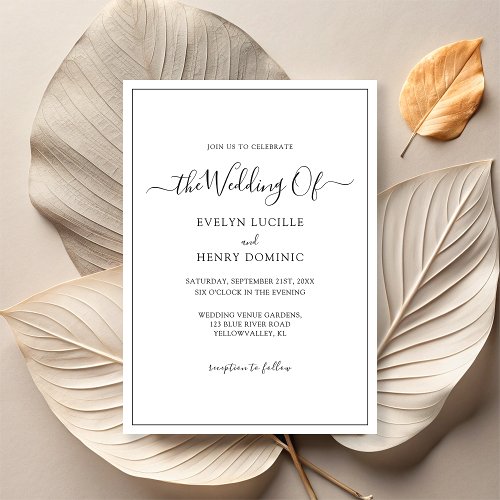 Simply Elegant Black and White Minimalist Wedding Invitation