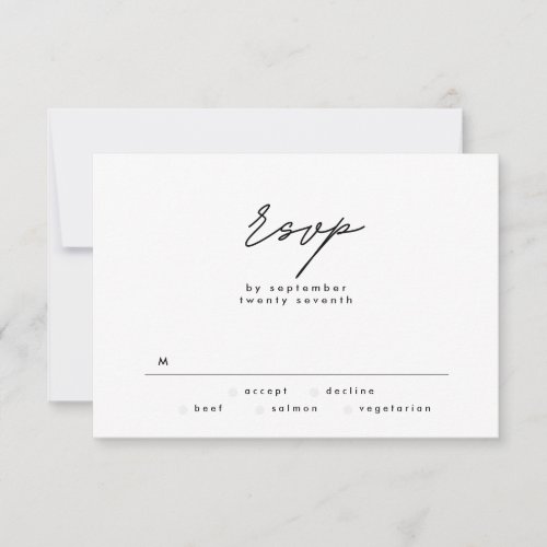 Simply Elegant Black and White Text Wedding RSVP