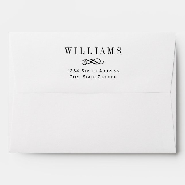 Simply Elegant Black and White Wedding Mailing Envelope (Back (Top Flap))