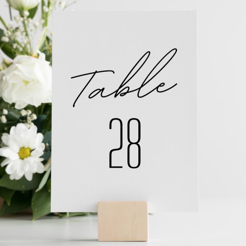 Simply Elegant Black and White Wedding Table Number