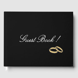 Simply Elegant Black and White with Rings Guest Book