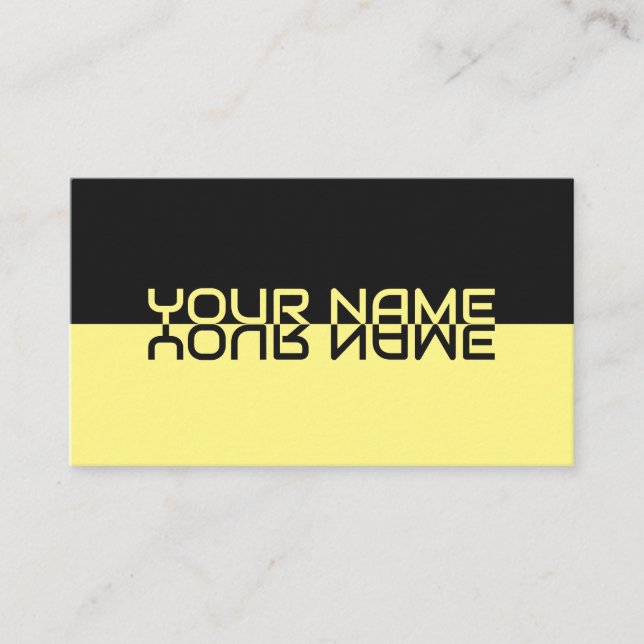 Simply elegant black and yellow reflection name business card (Front)
