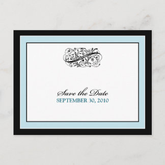 Simply Elegant Black/Baby Blue Save the Date Announcement Postcard