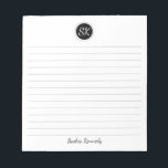 Simply Elegant Black Grey Lined Monogram Name Notepad<br><div class="desc">Simply Elegant Black Grey Lined Monogram Name These customizable notepads are simple for every day use or sending a formal note to someone from your home office or desk. You can also choose a variety of colors from our shop for your home office needs. Personalize these notepads with your name...</div>