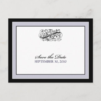 Simply Elegant Black/Lilac Save the Date Announcement Postcard