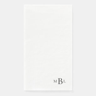 Simply Elegant Black Monogram  Paper Guest Towels