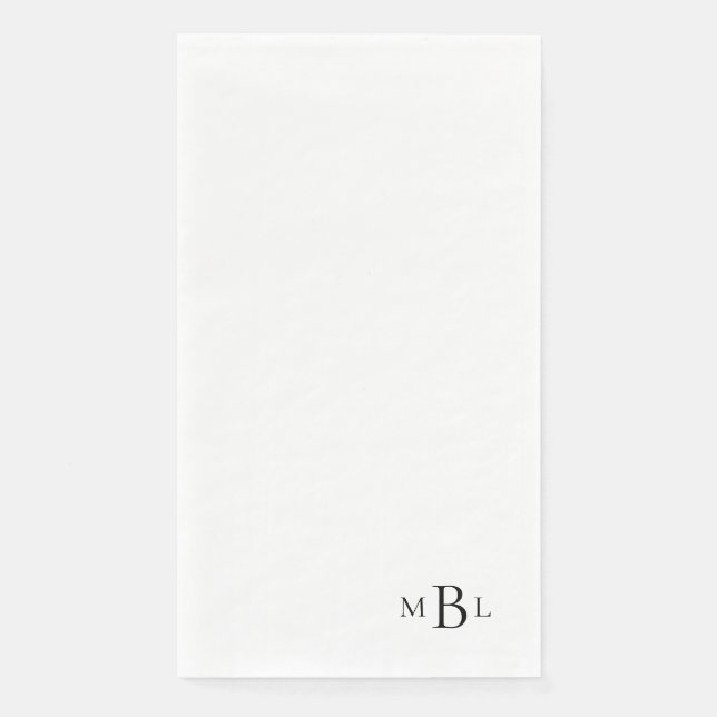 Simply Elegant Black Monogram  Paper Guest Towels (Front)