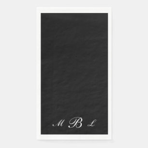 Simply Elegant Black Script Monogram  Paper Guest Towels