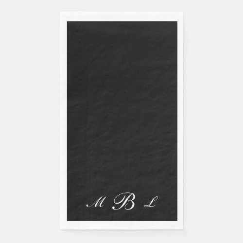 Simply Elegant Black Script Monogram  Paper Guest Towels