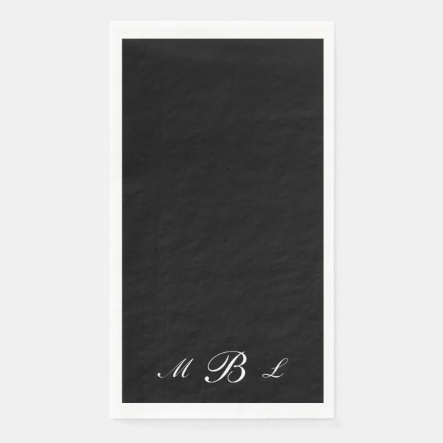 Simply Elegant Black Script Monogram  Paper Guest Towels (Front)