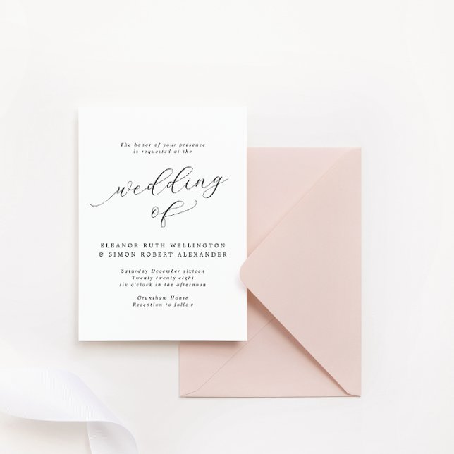 Simply Elegant Black & White Calligraphy Wedding Invitation (Creator Uploaded)