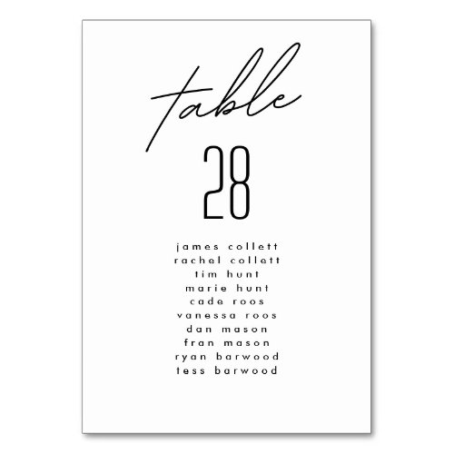 Simply Elegant Black White Wedding Seating Chart Table Number