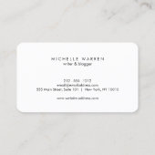 Simply Elegant Blogger Minimal Business Card (Back)