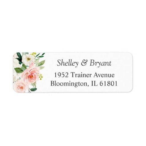 Simply Elegant Blush Pink Floral Return Address Label | Zazzle