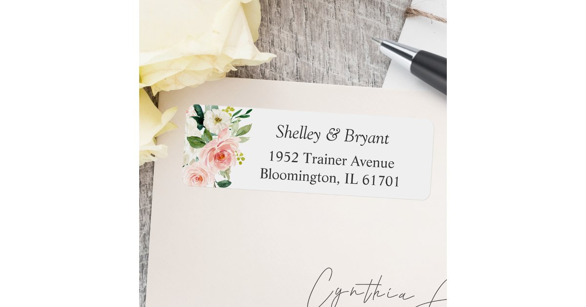 Simply Elegant Blush Pink Floral Return Address Label | Zazzle