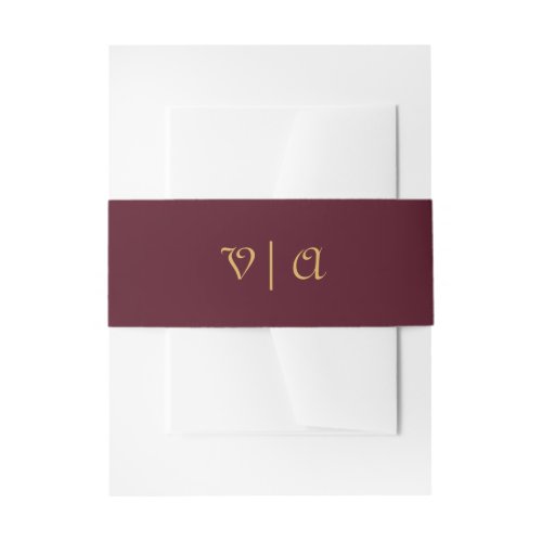 Simply Elegant Burgundy Gold  Invitation Belly Band