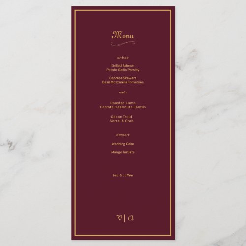 Simply Elegant Burgundy Gold with Border Menu