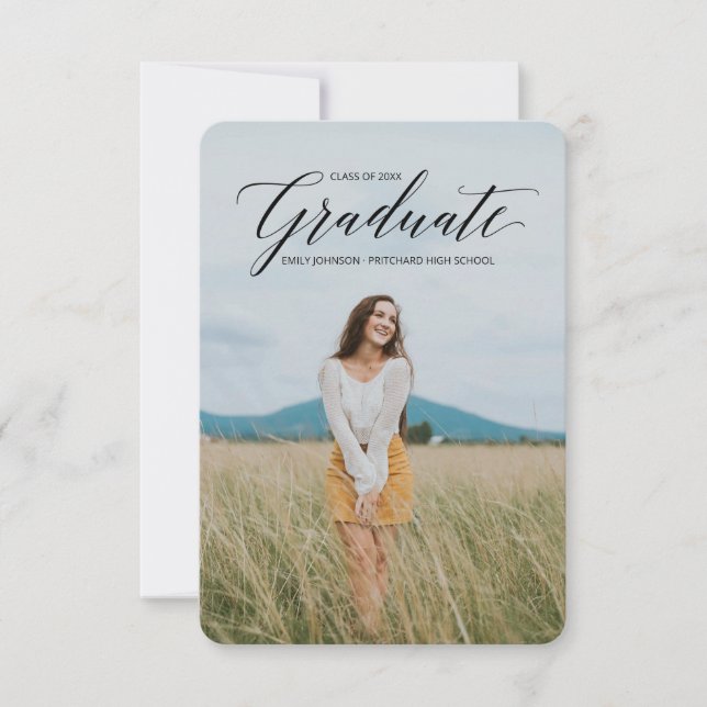 Simply Elegant Calligraphy Graduation Announcement (Front)