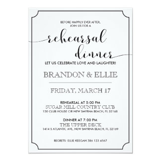 Simply Elegant Calligraphy Rehearsal Dinner Card