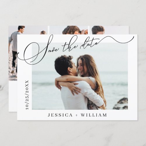Simply Elegant Calligraphy Wedding 4 Photo Simple  Save The Date