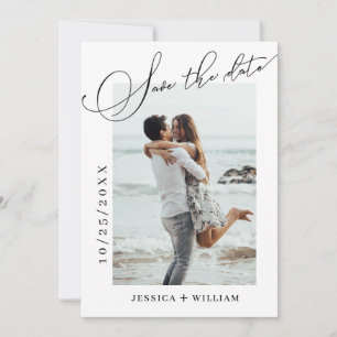 Simply Elegant Calligraphy Wedding Photo Save The Date