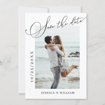 Simply Elegant Calligraphy Wedding Photo  Save The Date