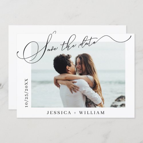 Simply Elegant Calligraphy Wedding Photo Simple Save The Date