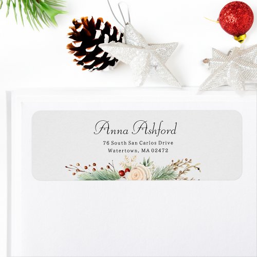 Simply Elegant Christmas Floral  Label