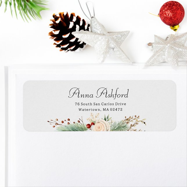 Simply Elegant Christmas Floral  Label (Creator Uploaded)