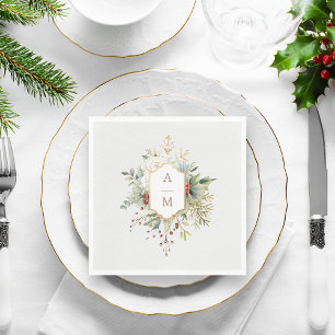 Simply Elegant Christmas Floral Monogram Napkins