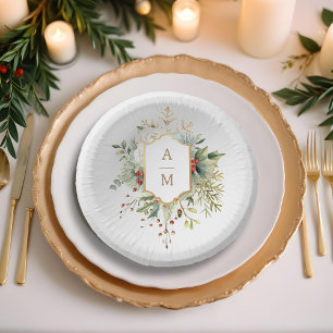 Simply Elegant Christmas Floral Monogram Paper Bowls