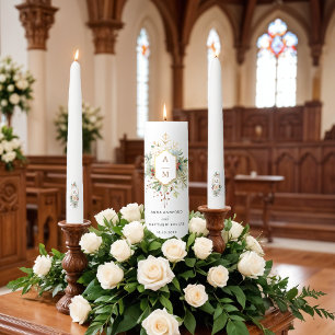 Simply Elegant Christmas Floral Monogram Unity Candle Set