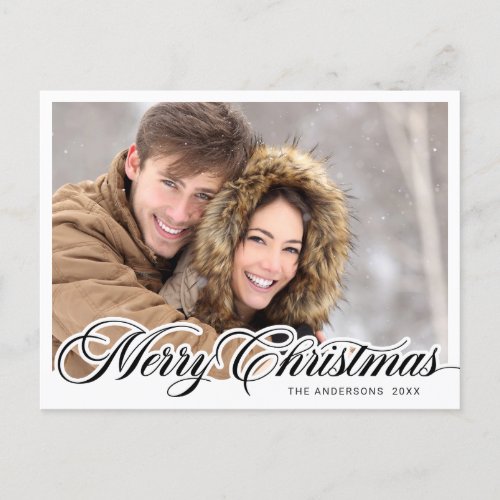 Simply Elegant Christmas PHOTO Greeting Holiday Postcard