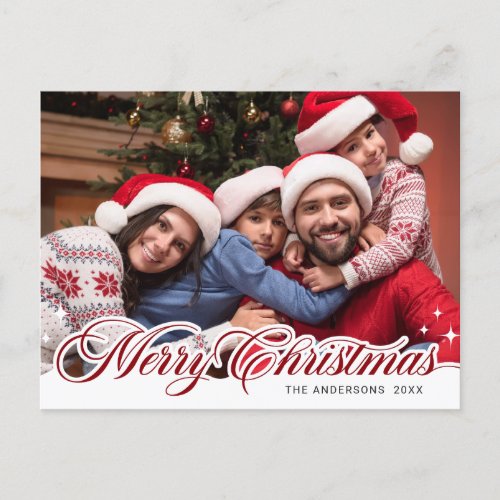 Simply Elegant Christmas PHOTO Greeting Holiday Postcard