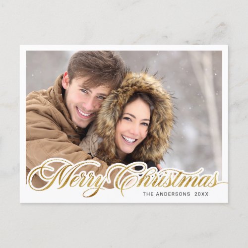 Simply Elegant Christmas PHOTO Greeting Holiday Postcard