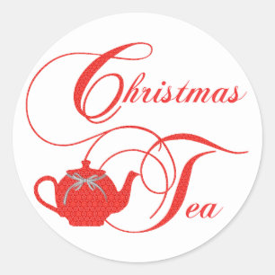 Simply Elegant Christmas Tea Party Classic Round Sticker