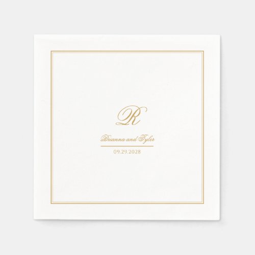 Simply Elegant Classic Gold Monogram Wedding Napkins