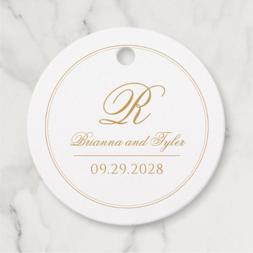 Simply Elegant Classic Gold Wedding Monogram Favor Tags