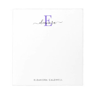 Simply Elegant Classic Purple Monogram Notepad