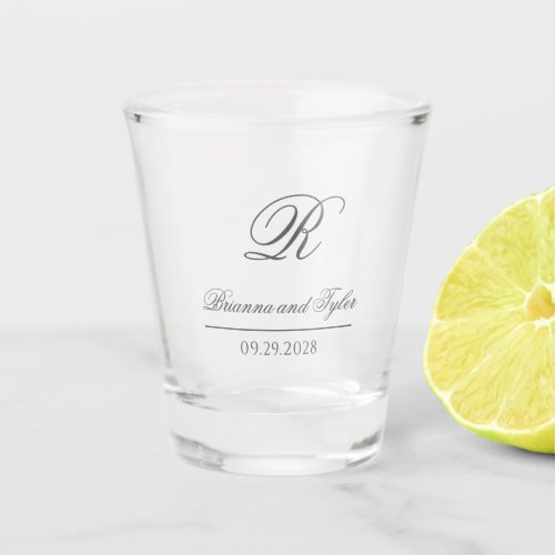 Simply Elegant Classic Wedding Monogram Shot Glass