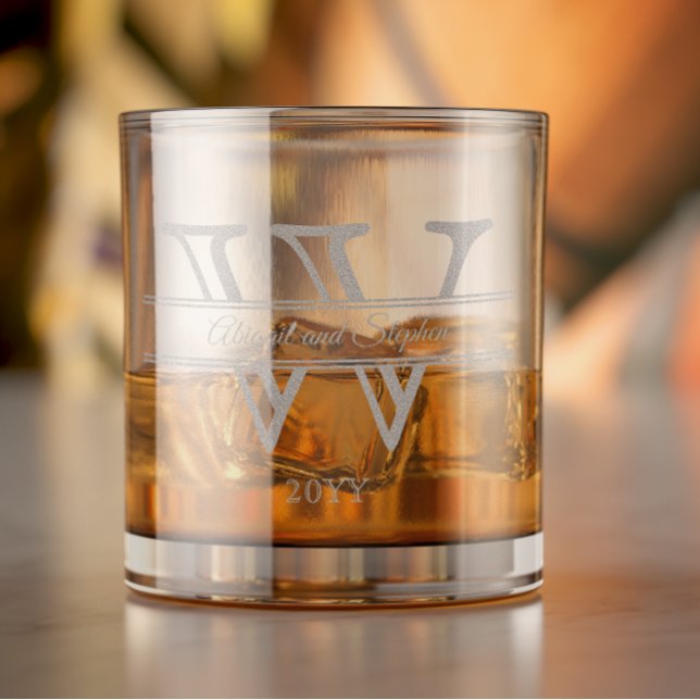 Simply Elegant Couple's Name(s) and Wedding Year Rocks Glass (Simply Elegant Couples Names and Wedding (or Anniversary) Year Rocks Glass)