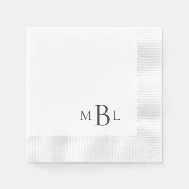 Simply Elegant Eggplant Monogram Coined Cocktail Napkins (Front)