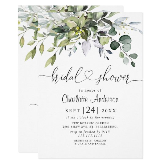 Simply Elegant Eucalyptus Bridal Shower Invitation | Zazzle.com